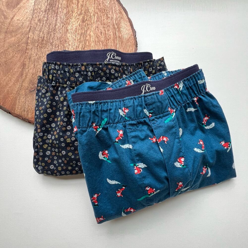 J.CREW Boxer Shorts Bundle of 2 Santa Surfing Flowers Daisies Blue Mens‎ Sz XXL